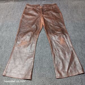 Vintage NoBo No Boundaries Pleather Low Rise Bootcut Pants‎ Junior 13 Brown